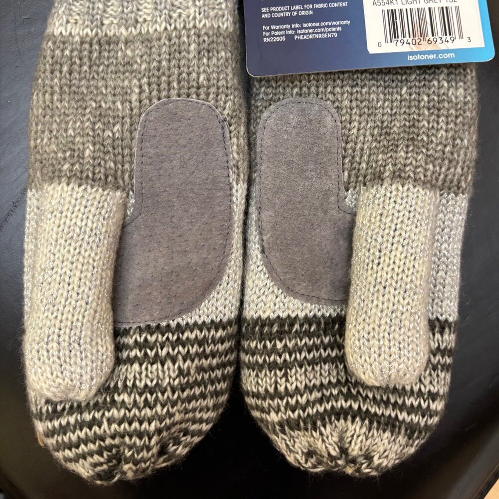 Isotoner Women Chunky Cable Knit Cold Weather Mittens with Warm Soft Lining